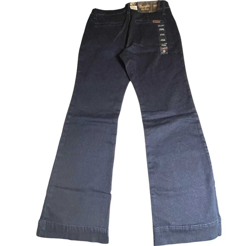 NWT Wrangler Retro Mae Mid Rise Flare Jeans Blue Stretch Denim‎ 9/10x30